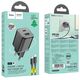 Φορτιστής τοίχου για κινητό τηλέφωνο HOCO USB A + USB C QC PD 3A 20W + καλώδιο USB C σε Lightning N41 μαύρο