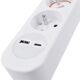 Solight 3z επέκταση με φορτιστή USB A+C 2.4A, 2m, 3 x 1mm2, λευκό, διακόπτης