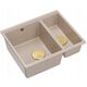 LOGAN 150 GraniteQ νεροχύτης pearl beige 56x46x22 cm 1,5-θέσεων εντοιχιζόμενος + χειροκίνητο σιφόνι χαλκού εξοικονόμηση χώρου