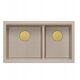 QUADRON | LOGAN 120 | γρανιτένιος νεροχύτης κουζίνας PEARL BEIGE + ΧΡΥΣΟ PVD | διάσταση: 76 x 45 x 23,5 cm | 2-θέσιος εντοιχισμένος | υποδομή ντουλαπιού από: 80 cm