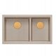 QUADRON | LOGAN 120 | γρανιτένιος νεροχύτης κουζίνας PEARL BEIGE + MIEDŹ PVD | διάσταση: 76 x 45 x 23,5 cm | 2-θέσιος εντοιχισμένος | ελάχιστο πλάτος ντουλαπιού: 80 cm