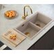 QUADRON | LOGAN 120 | γρανιτένιος νεροχύτης κουζίνας PEARL BEIGE + MIEDŹ PVD | διάσταση: 76 x 45 x 23,5 cm | 2-θέσιος εντοιχισμένος | ελάχιστο πλάτος ντουλαπιού: 80 cm
