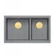 GraniteQ | LOGAN 120 | γρανιτένιος νεροχύτης κουζίνας SILVER STONE + ZŁOTO PVD | διάσταση: 76 x 45 x 23,5 cm | 2-θέσιος εντοιχισμένος | ελάχιστο πλάτος ντουλαπιού: 80 cm