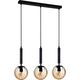 Lampa wisząca Italux Modernistyczna LAMPA wisząca RAVENA PND-2324-3L BK+AMB Italux szklane kule zwis kaskada czarna bursztynowa