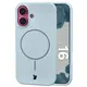 Silikonowe etui z pierścieniem magnetycznym Bizon Soft Case do Apple iPhone 16 błękitne