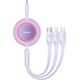 Kabel USB Baseus USB-C - USB-C + microUSB + Lightning 1.1 m Fioletowy (CAMJ010205)