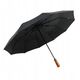 Automatyczny składany parasol z drewnianą rączką 10-ramienny XXL 115 cm czarny