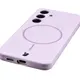 Silikonowe etui z pierścieniem magnetycznym Bizon Soft Case Magnetic do Samsung Galaxy S24 jasnofioletowe