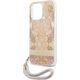 Guess Guess Flower Cord - Etui ze smyczką iPhone 13 Pro (Gold)