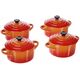 Le Creuset Stoneware Set of 4 petite Casseroles 10x5cm volcan.
