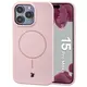 Silikonowe etui z pierścieniem magnetycznym Bizon Soft Case Magnetic do Apple iPhone 15 Pro Max jasnoróżowe