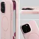 Silikonowe etui z pierścieniem magnetycznym Bizon Soft Case Magnetic do Apple iPhone 15 Pro Max jasnoróżowe