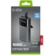 Powerbank SBS 10000mAh PD 20W z wyświetlaczem LCD i wbudowanym kablem USB-C - szary