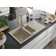 Granitinė virtuvinė plautuvė Mexen Matias su maišytuvu ir sifonu, Beige/Gold