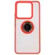 Etui z uchwytem na palec Bizon Case Hybrid Ring do Xiaomi 14T przydymione z czerwoną ramką
