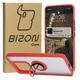 Etui z uchwytem na palec Bizon Case Hybrid Ring do Xiaomi 14T przydymione z czerwoną ramką