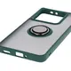 Etui z uchwytem na palec Bizon Case Hybrid Ring do Xiaomi 14T Pro przydymione z ciemnozieloną ramką
