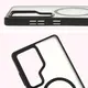 Etui z pierścieniem magnetycznym Bizon Case MatteO do Samsung Galaxy S25 Ultra półprzezroczyste z czarną ramką