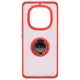 Etui z uchwytem na palec Bizon Case Hybrid Ring do Xiaomi Redmi Note 14 Pro 5G / Poco X7 przydymione z czerwoną ramką