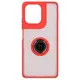 Etui z uchwytem na palec Bizon Case Hybrid Ring do Motorola Moto G75 5G przydymione z czerwoną ramką