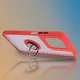 Etui z uchwytem na palec Bizon Case Hybrid Ring do Motorola Moto G75 5G przydymione z czerwoną ramką
