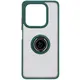 Etui z uchwytem na palec Bizon Case Hybrid Ring do Xiaomi Redmi Note 14 5G przydymione z ciemnozieloną ramką