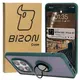 Etui z uchwytem na palec Bizon Case Hybrid Ring do Xiaomi Redmi Note 14 Pro 5G / Poco X7 przydymione z ciemnozieloną ramką
