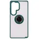 Etui z uchwytem na palec Bizon Case Hybrid Ring do Samsung Galaxy S25 Ultra przydymione z ciemnozieloną ramką