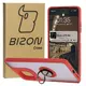 Etui z uchwytem na palec Bizon Case Hybrid Ring do Motorola Moto G75 5G przydymione z czerwoną ramką