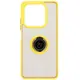 Etui z uchwytem na palec Bizon Case Hybrid Ring do Xiaomi Redmi Note 14 5G przydymione z żółtą ramką