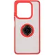 Etui z uchwytem na palec Bizon Case Hybrid Ring do Xiaomi Redmi Note 14 5G przydymione z czerwoną ramką