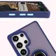 Etui z uchwytem na palec Bizon Case Hybrid Ring do Samsung Galaxy S25 Ultra przydymione z granatową ramką