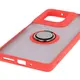 Etui z uchwytem na palec Bizon Case Hybrid Ring do Motorola Moto G75 5G przydymione z czerwoną ramką
