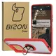Etui z uchwytem na palec Bizon Case Hybrid Ring do Xiaomi Redmi Note 14 5G przydymione z czerwoną ramką