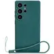 Silikonowe etui z pierścieniem magnetycznym Bizon Case Silicone Magnetic do Samsung Galaxy S25 Ultra ciemnozielone