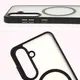 Etui z pierścieniem magnetycznym Bizon Case MatteO do Samsung Galaxy S25 półprzezroczyste z czarną ramką