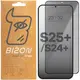Prywatyzujące szkło hartowane Bizon Glass Edge Shadow do Samsung Galaxy S25 Plus / S24 Plus przyciemniane z czarną ramką