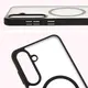 Etui z pierścieniem magnetycznym Bizon Case MatteO do Samsung Galaxy S25 Plus półprzezroczyste z czarną ramką