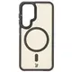 Etui z podstawką i pierścieniem magnetycznym Bizon Case Eclipse do Samsung Galaxy S25 przydymione z czarną ramką