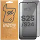Prywatyzujące szkło hartowane Bizon Glass Edge Shadow do Samsung Galaxy S25/S24 przyciemniane z czarną ramką