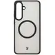 Etui z pierścieniem magnetycznym Bizon Case MatteO do Samsung Galaxy S25 Plus półprzezroczyste z czarną ramką
