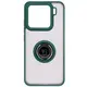 Etui z uchwytem na palec Bizon Case Hybrid Ring do Xiaomi 15 przydymione z ciemnozieloną ramką