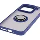 Etui z uchwytem na palec Bizon Case Hybrid Ring do Xiaomi 15 przydymione z granatową ramką