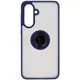 Etui z uchwytem na palec Bizon Case Hybrid Ring do Samsung Galaxy A36 5G przydymione z granatową ramką