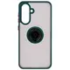 Etui z uchwytem na palec Bizon Case Hybrid Ring do Samsung Galaxy A36 5G przydymione z ciemnozieloną ramką