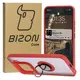 Etui z uchwytem na palec Bizon Case Hybrid Ring do Xiaomi 15 przydymione z czerwoną ramką