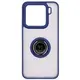Etui z uchwytem na palec Bizon Case Hybrid Ring do Xiaomi 15 przydymione z granatową ramką