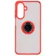 Etui z uchwytem na palec Bizon Case Hybrid Ring do Samsung Galaxy A26 5G przydymione z czerwoną ramką