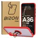 Etui z uchwytem na palec Bizon Case Hybrid Ring do Samsung Galaxy A36 5G przydymione z czerwoną ramką