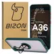 Etui z uchwytem na palec Bizon Case Hybrid Ring do Samsung Galaxy A36 5G przydymione z ciemnozieloną ramką